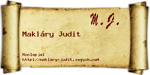 Makláry Judit névjegykártya
